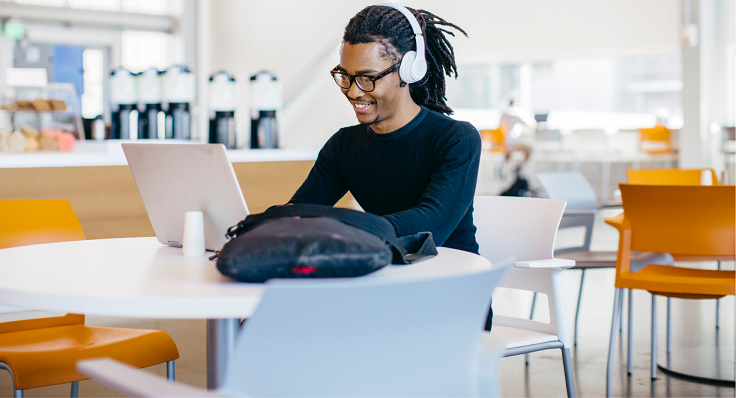 student in the pavillion